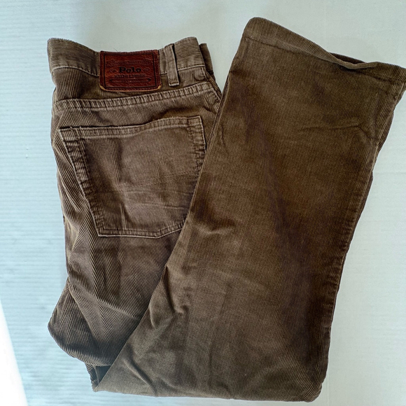 Men's Polo Ralph Lauren Corduroy Pants Brown Size 34/30 100% cotton - Picture 1 of 13